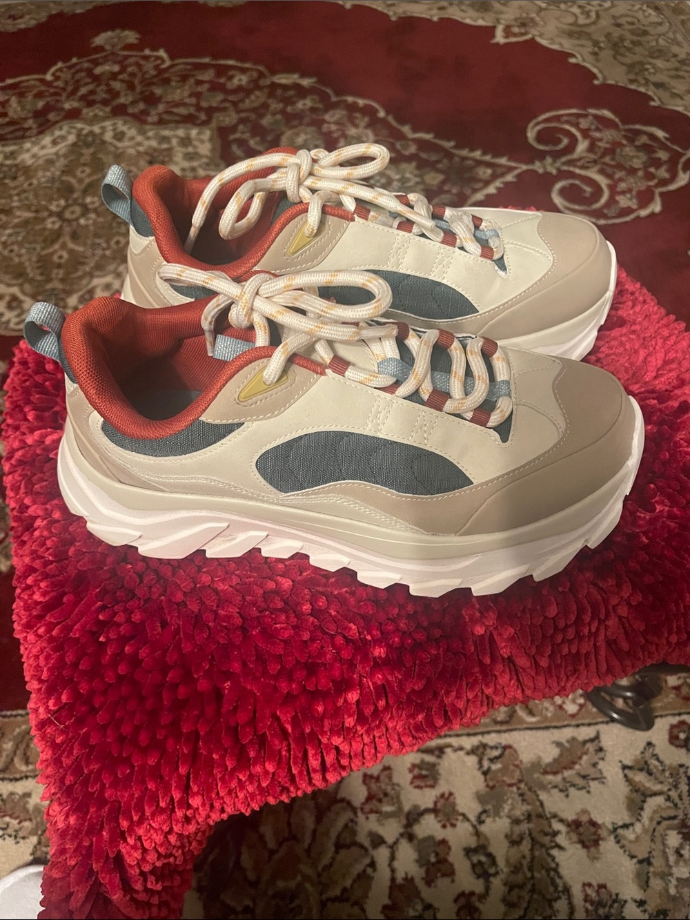 Zara Women’s Cream, Blue & Rust Chunky Sneakers